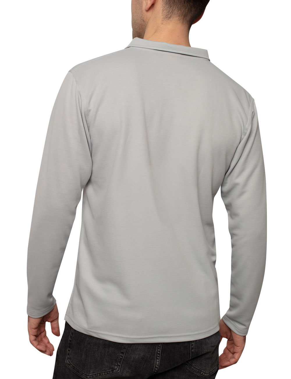 UV Schutz Polo Shirt langarm recycelt Herren grau