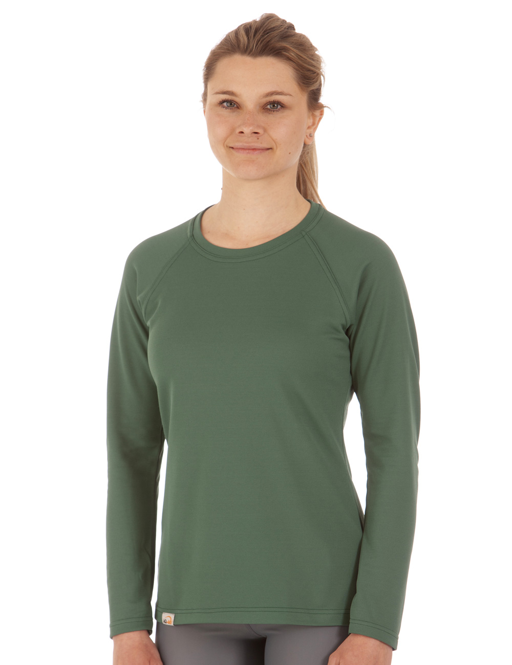 UV Schutz T-Shirt langarm recycelt Damen grün angezogen