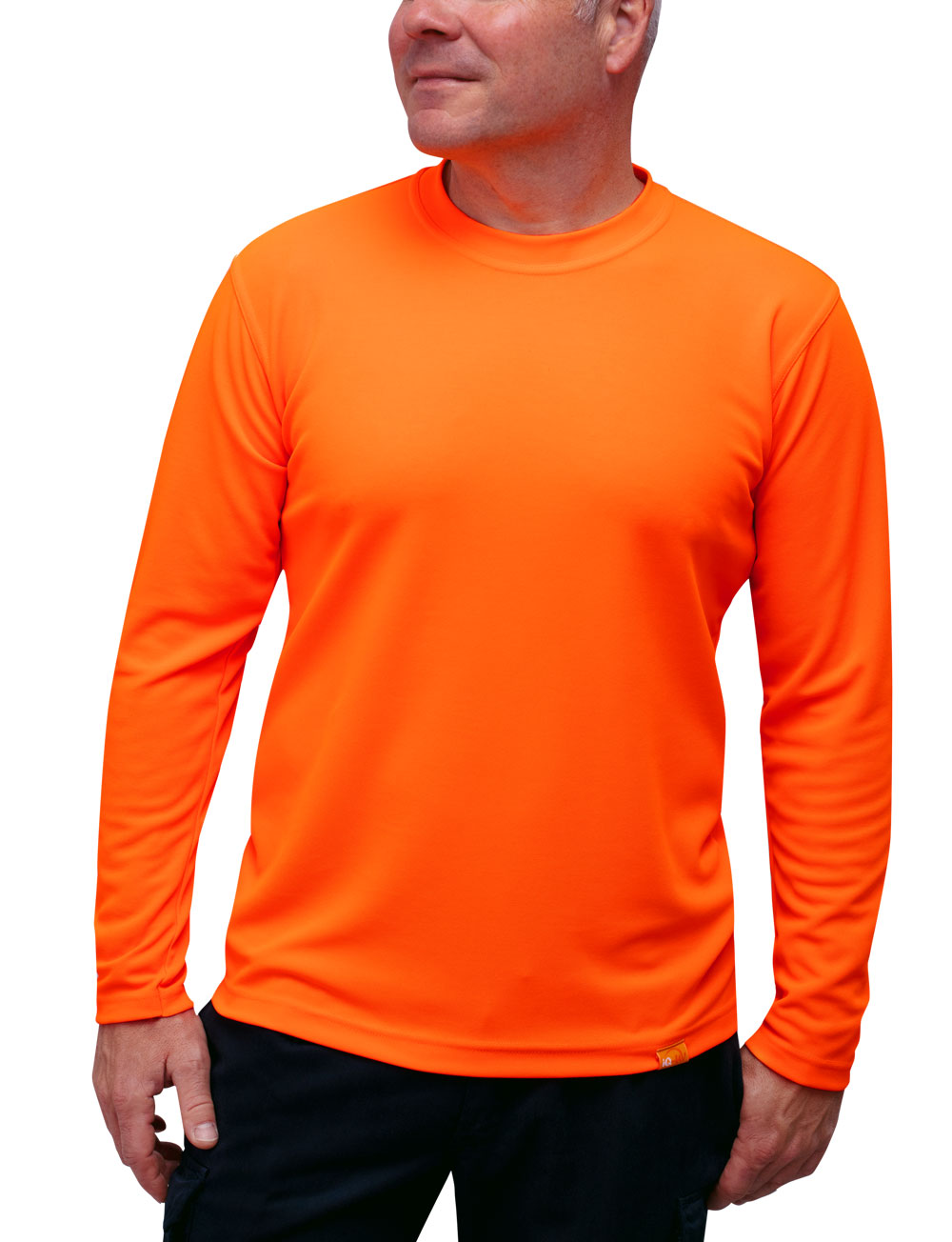 UV 50+ T-Shirt langarm orange outdoor angezogen