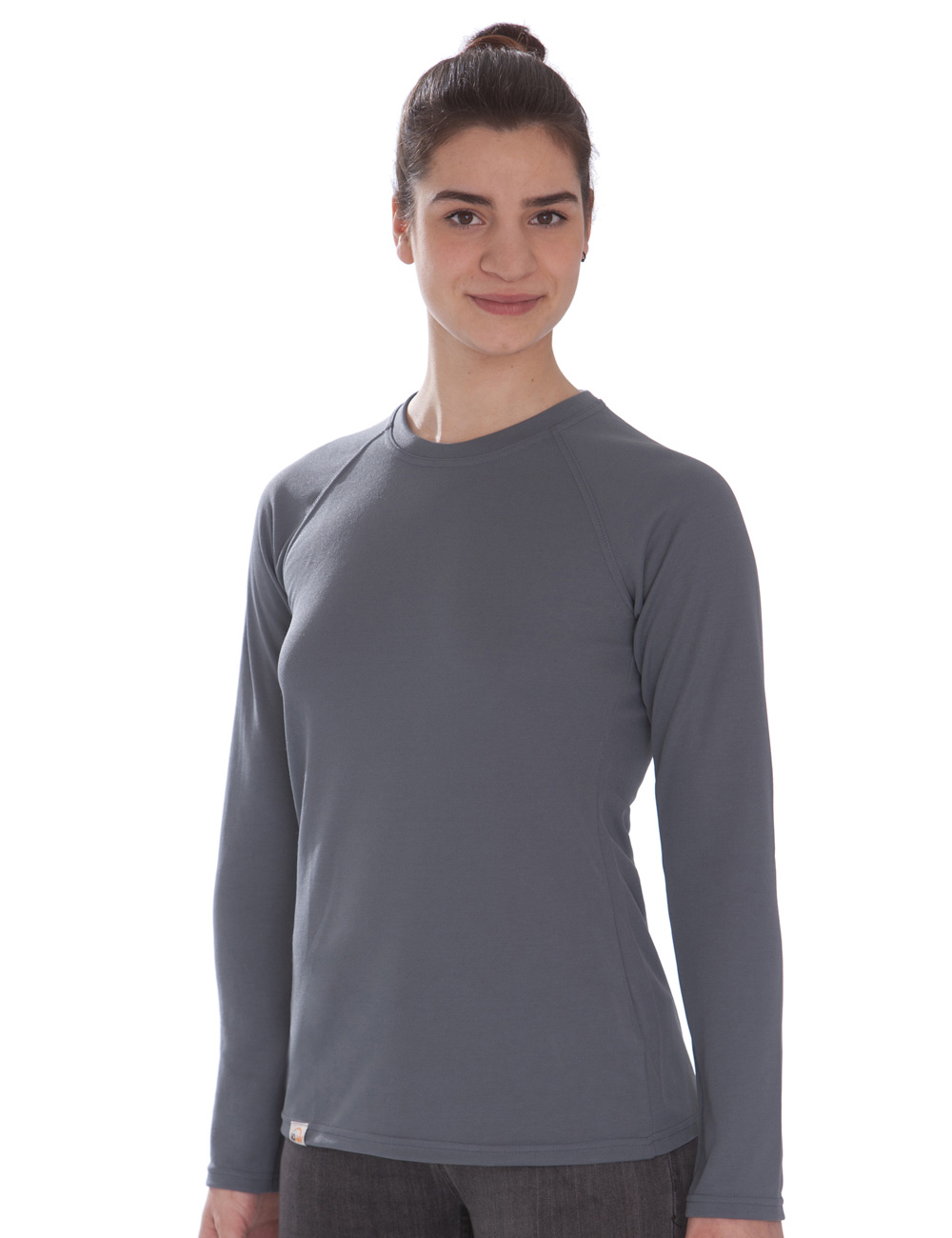 UV Schutz T-Shirt langarm recycelt Damen grau angezogen