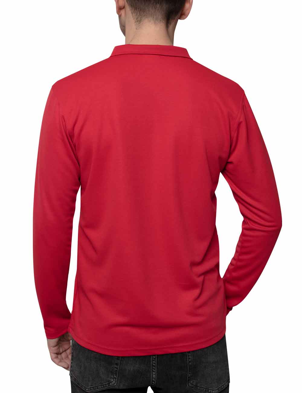 UV Schutz Polo Shirt langarm recycelt Herren rot Back