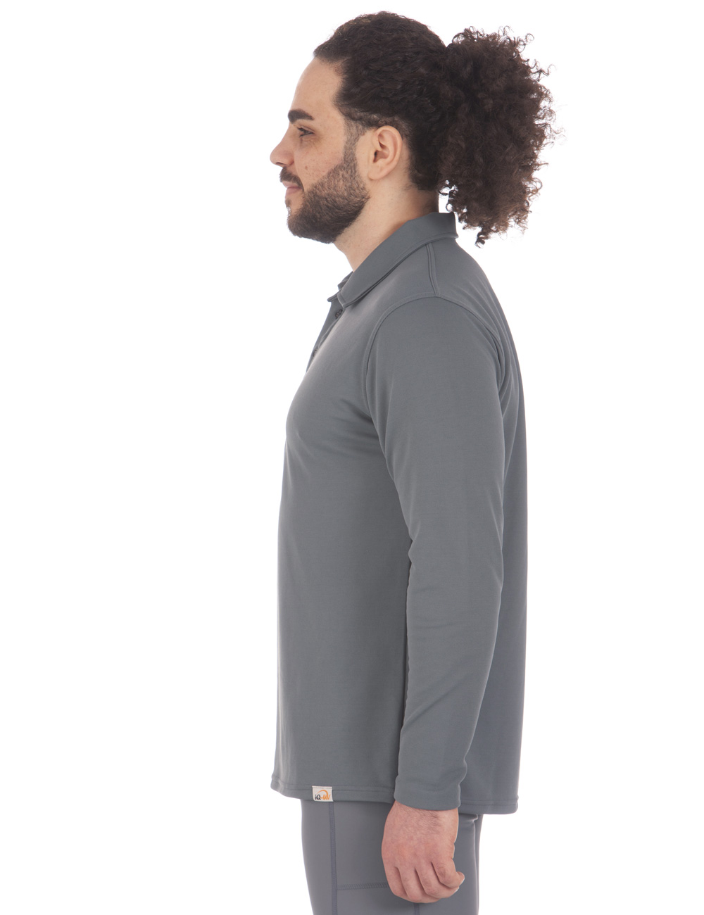 UV Schutz Polo Shirt langarm recycelt Herren grau side