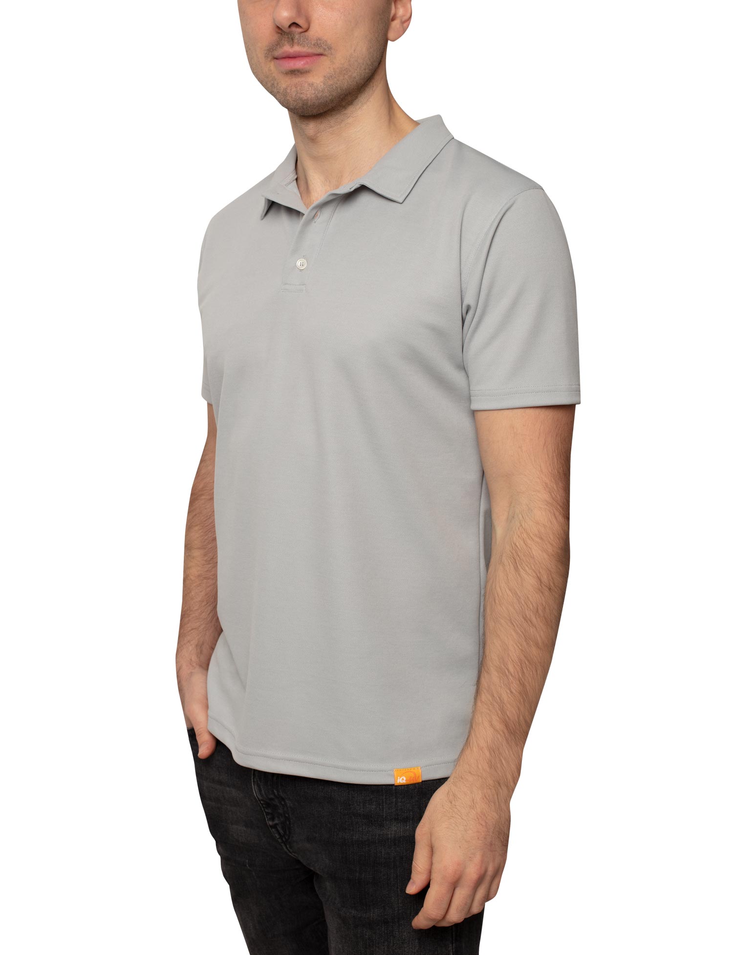 UV Schutz Polo Shirt recycelt Herren grau side