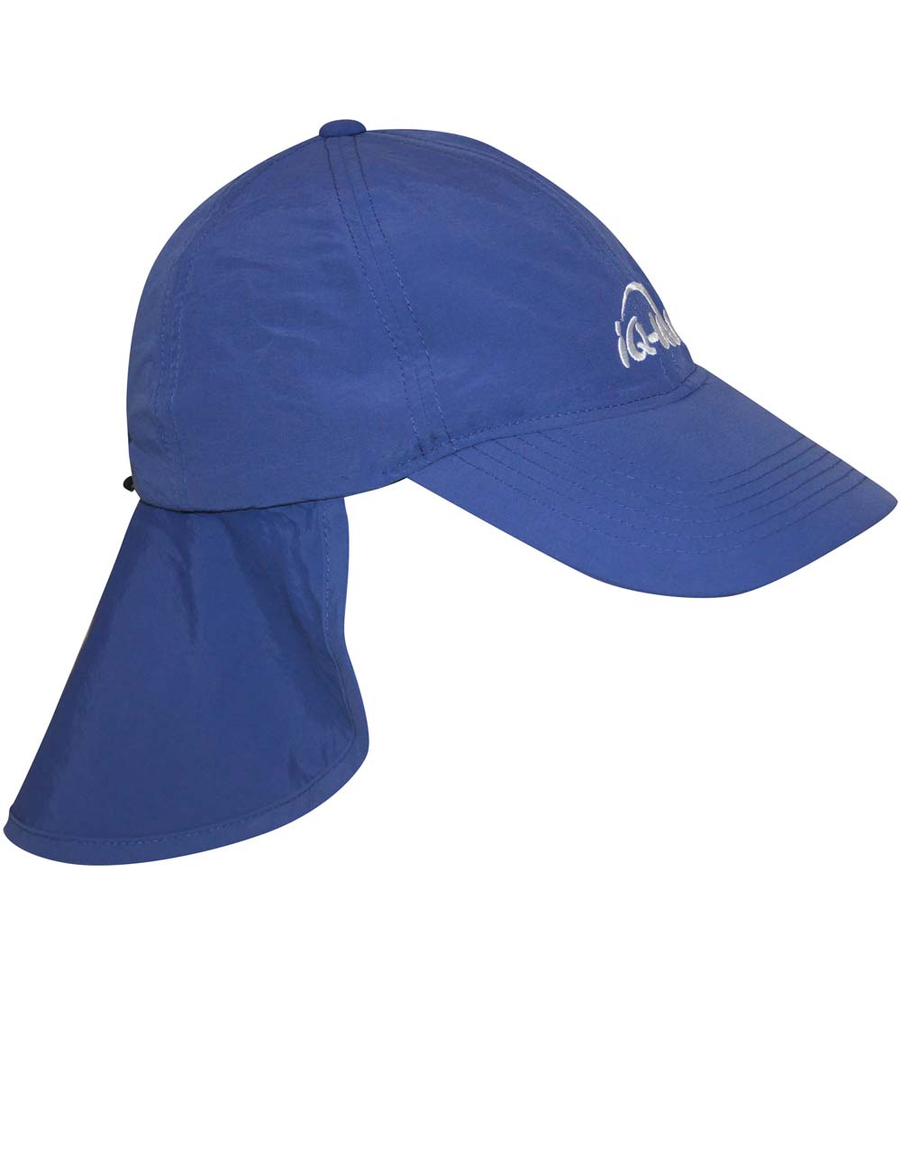 Schutz Logo Kappe mit Nackenschutz recycelt blau side