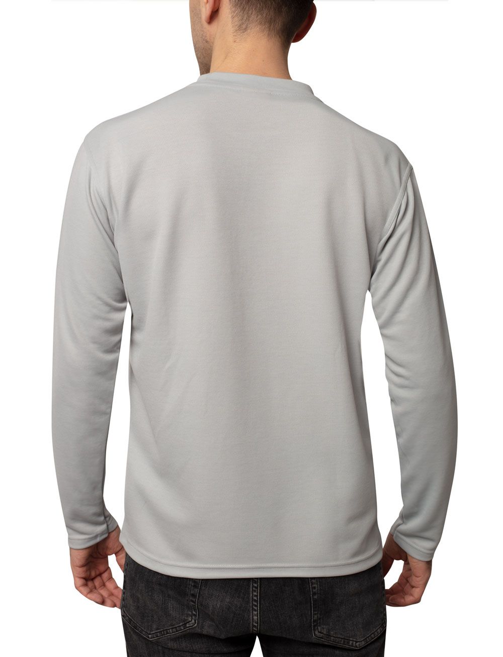 UV langarm Shirt für Herren Outdoor V-Ausschnitt grau back