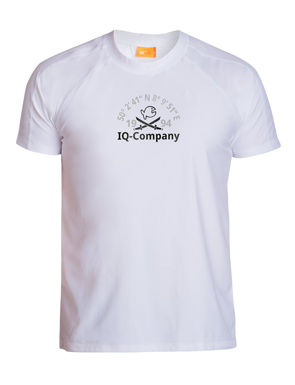 UV Sonnenschutz T-Shirt elastisch UV Standard 801 und Tüv geprüft Herren IQ Fisch weiß