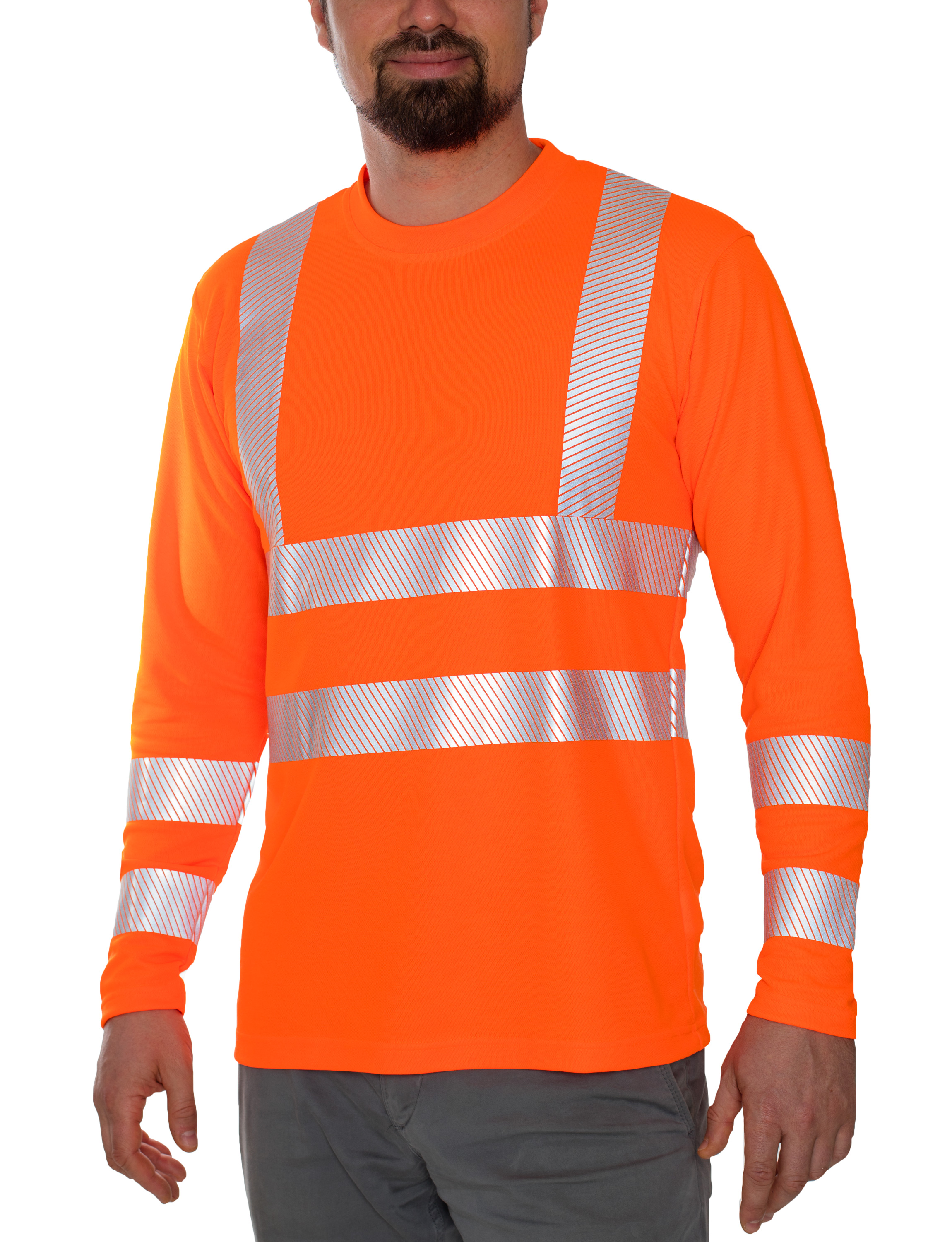 Hochsichtbares UV Langarmshirt Arbeitsschutz angezogen front