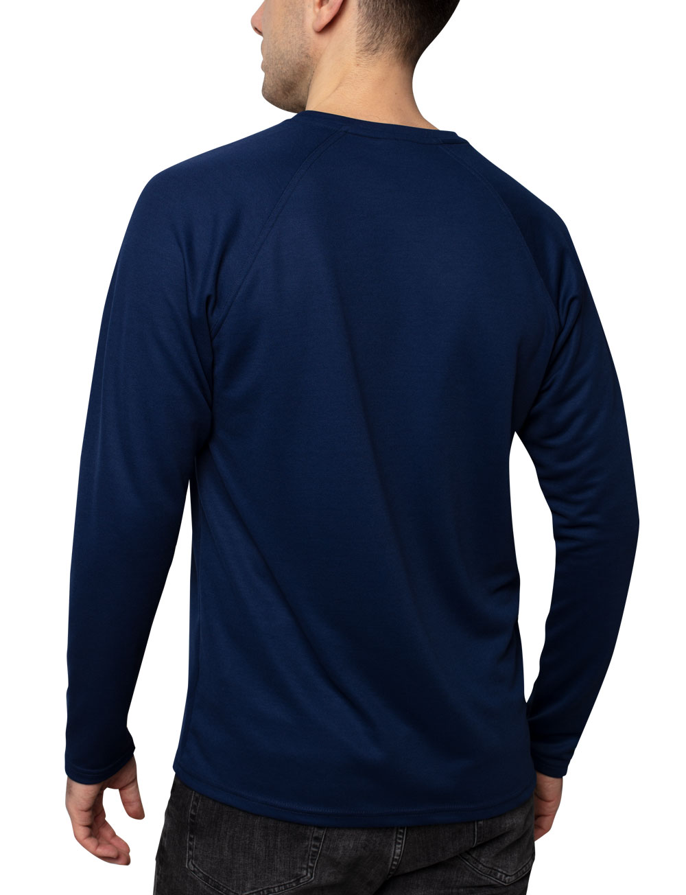 UV langarm Shirt für Herren Outdoor V-Ausschnitt navy back
