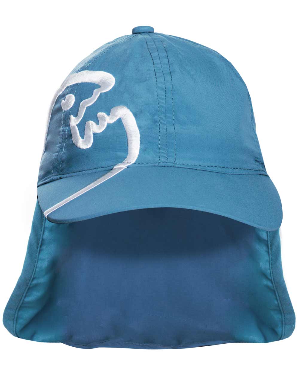 Schutz Cap Bites mit Nackenschutz Kinder recycelt blau front